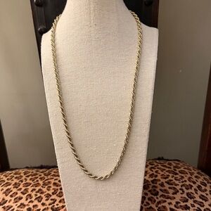 Vintage Monet Signed Gold Plated Twisted Rope Chain Necklace. 26.5 in.